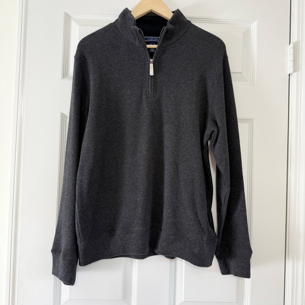 NWOT Lands’ End Gray Quarter Zip Gray Sweater Medium